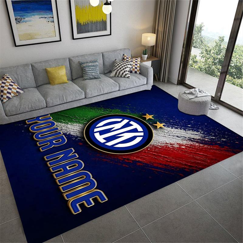 Tappeto Personalizzato Inter Milan per Soggiorno Camera da Letto Casa Decorazione Divano, Tappetino Antiscivolo per Giochi Bambini