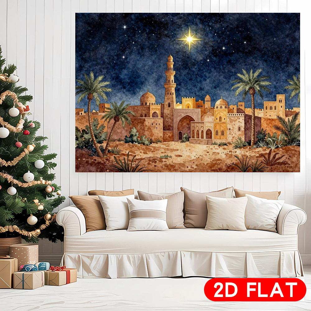 1Pcs Nativity Scene Manger Stable Decoration Background Winter Backdrop Decorations For Photo Studio Photo Booth Christams Party