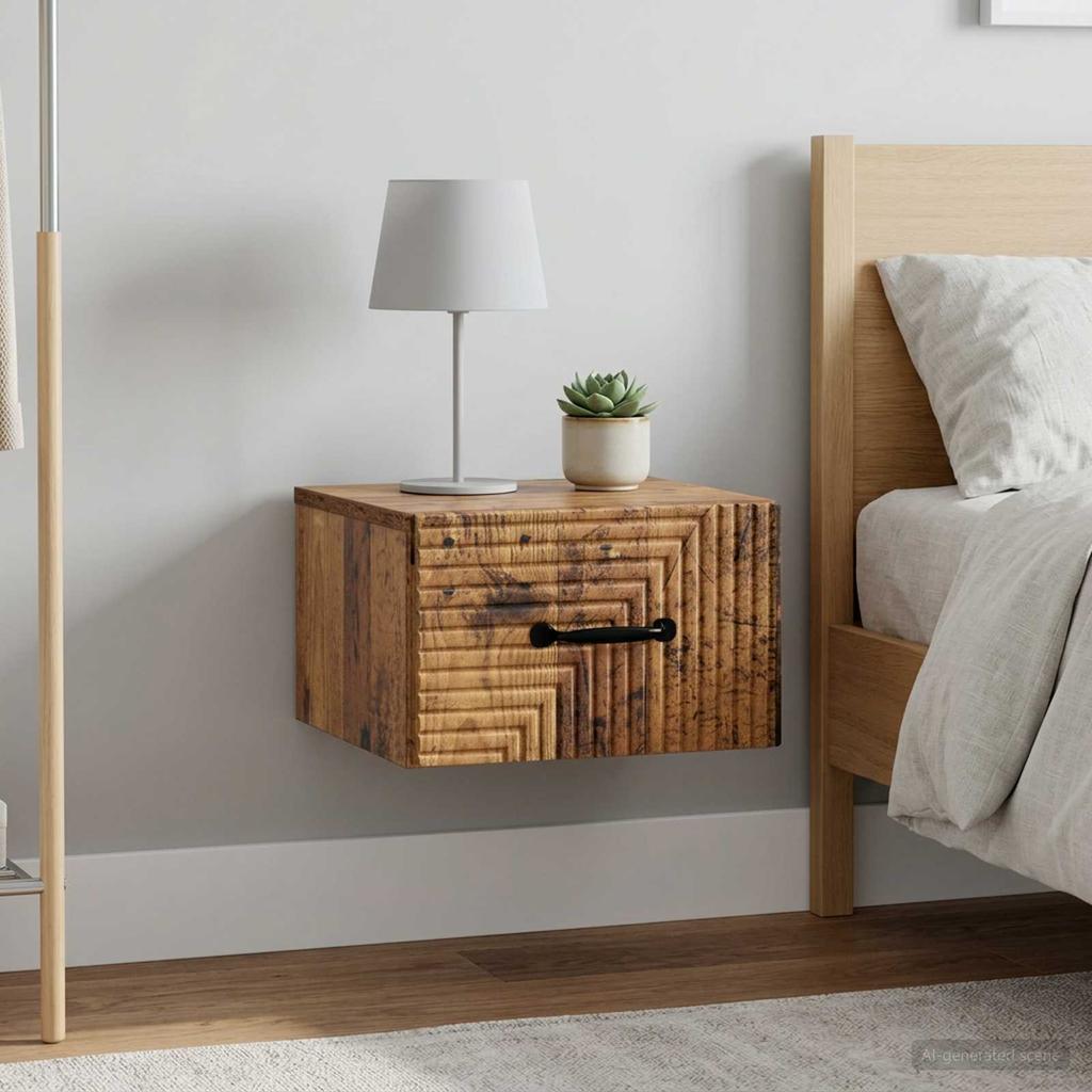 Wall Mounted Nightstand 2 pcs Reclaimed Wood Look 34.5 x 33 x 20 cm
