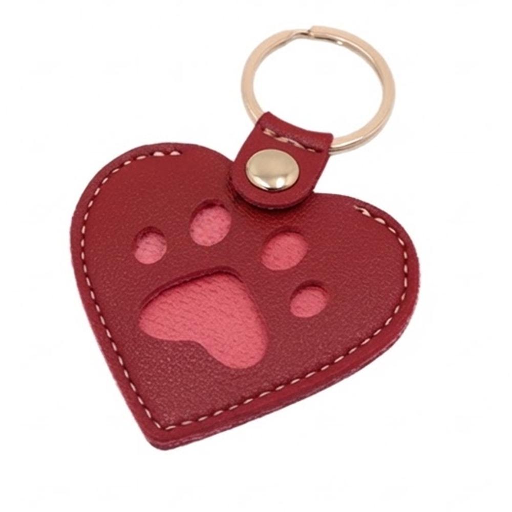 Mini Pet Hair Memorial Keychain PU Leather Cat Paw Keychain Cat Dog Hair Bag  For Pet Owner
