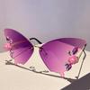 Rimless Butterfly Designer Shades Fashion Crystal Gradient Sunglasses Oversize Decoration Party Women's Sun Glasses