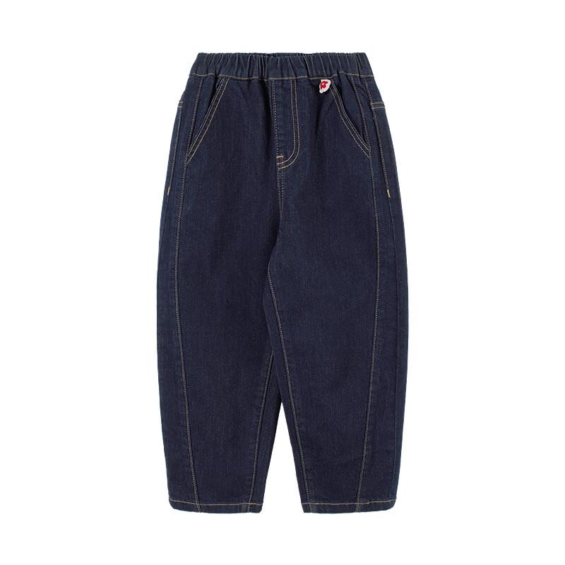 Girls' Elastic Waist Rolled Hem Denim Dad Jeans