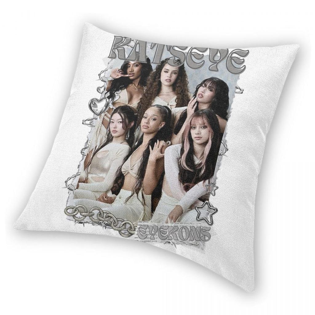 Katseye Kpop Style Y2K Gruppenkissenbezug Weicher Polyester-Kissenbezug Dekor Kissenbezug für Sofakissen Zuhause Quadratisch 45x45cm