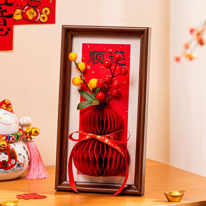 Frühlingsfest Dekorativer Fotorahmen Traditionelles Mondjahr Hängendes Ornament mit Quaste Neujahr Wohnzimmer Fensterdekoration