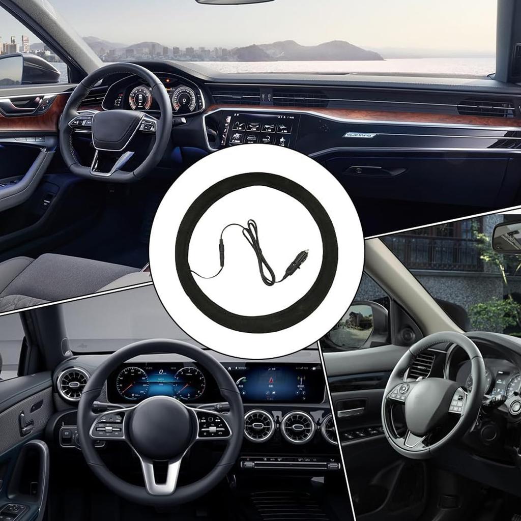 Car Heated Steering Wheel Cover with Heater, 12 V, Electric Heat, 14.6 - 15.0