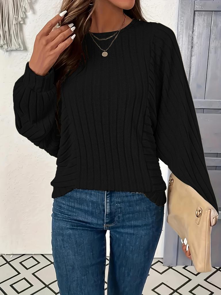 1pc Elegant Women'S Solid Color Casual Sweater Tee, Polyester Knit Fabric, Crew Neck, Sleeveless, Regular Length, for Spring/Fall Season