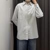 1116 Spring New Men's Women's Couple Oxford Spinning Loose Striped Shirt Long Sleeve Shirt AL181911