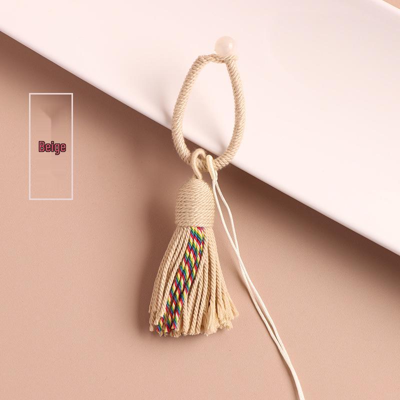 Tassel and Brocade Keychain DIY Set: Bag Accessories & Woven Rope Strap Pendant