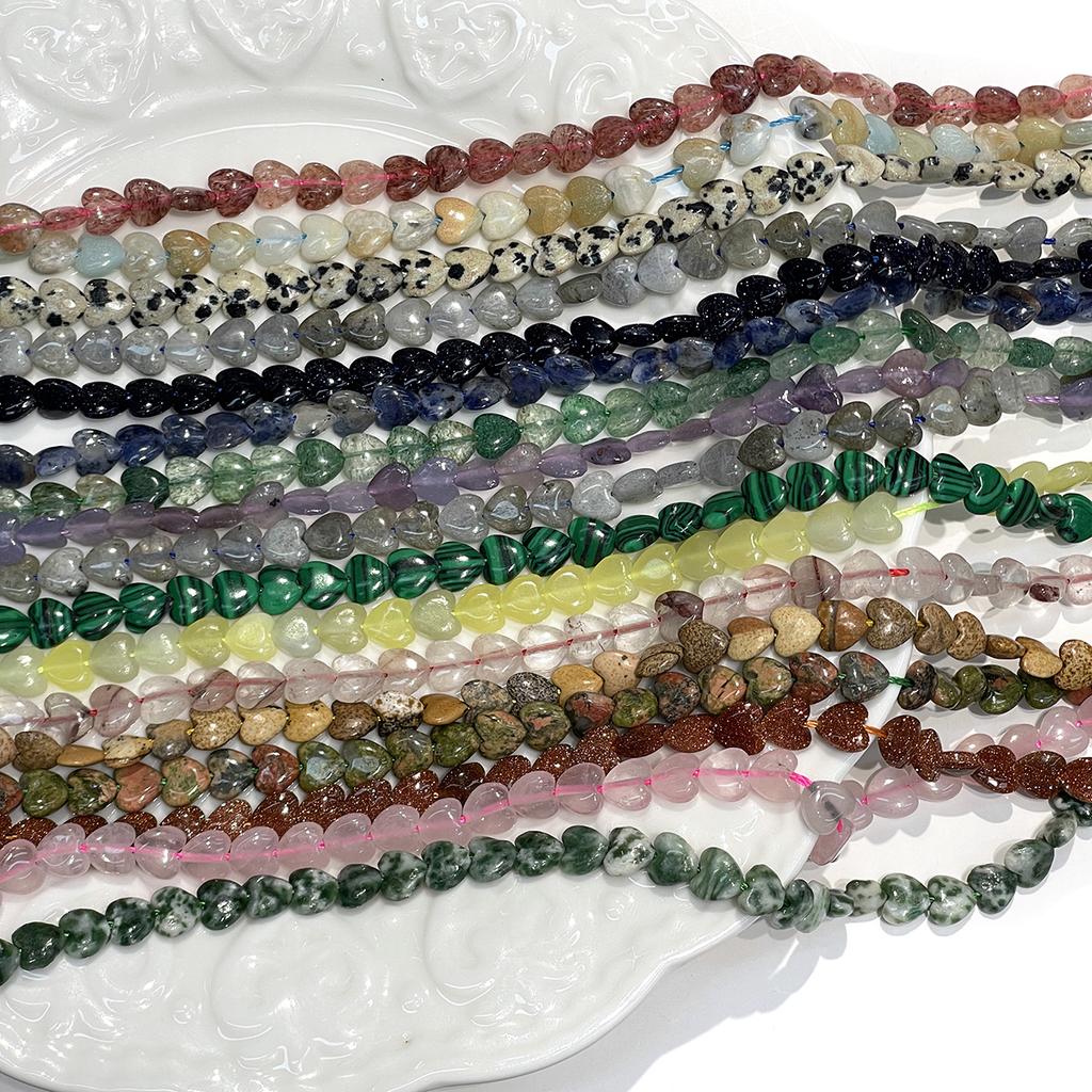 1 Strand Natural Stone Heart Beads 6.5×6.5mm, 38cm Loose Heart Beads For DIY Bracelet Necklace Jewelry Making