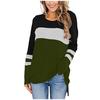 Modisches Damen-Patchwork-Rundhals-Langarm-Oberteil, locker und bequem