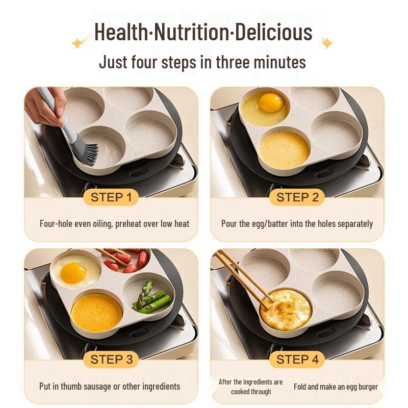 ASD 4-Hole Non-Stick Breakfast Frying Pan