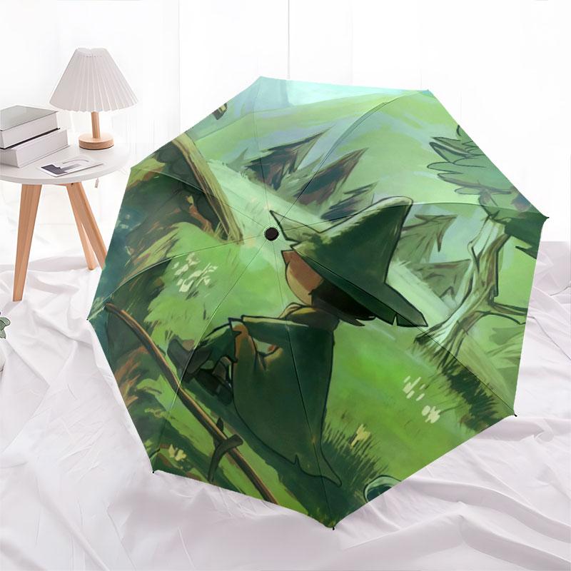 Snufkin pattern, automatic folding umbrella, portable and foldable design, 8 ribs, a Christmas or birthday gift.