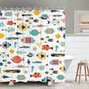 Karpfen Cartoon See Fische Duschvorhang Blau Vintage Fische Duschvorhänge Badezimmer Heimdekor Sets Polyester Stoff Mit Haken