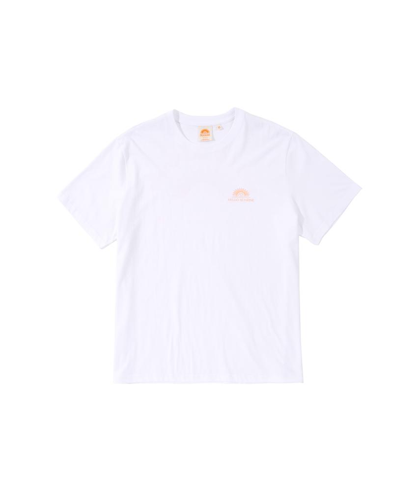 HELLO SUNRISE Mini Og Logo Tee_White & Salmon