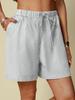 2024 Women's Cotton Linen Loose Casual Shorts with Elastic Waist and Drawstring