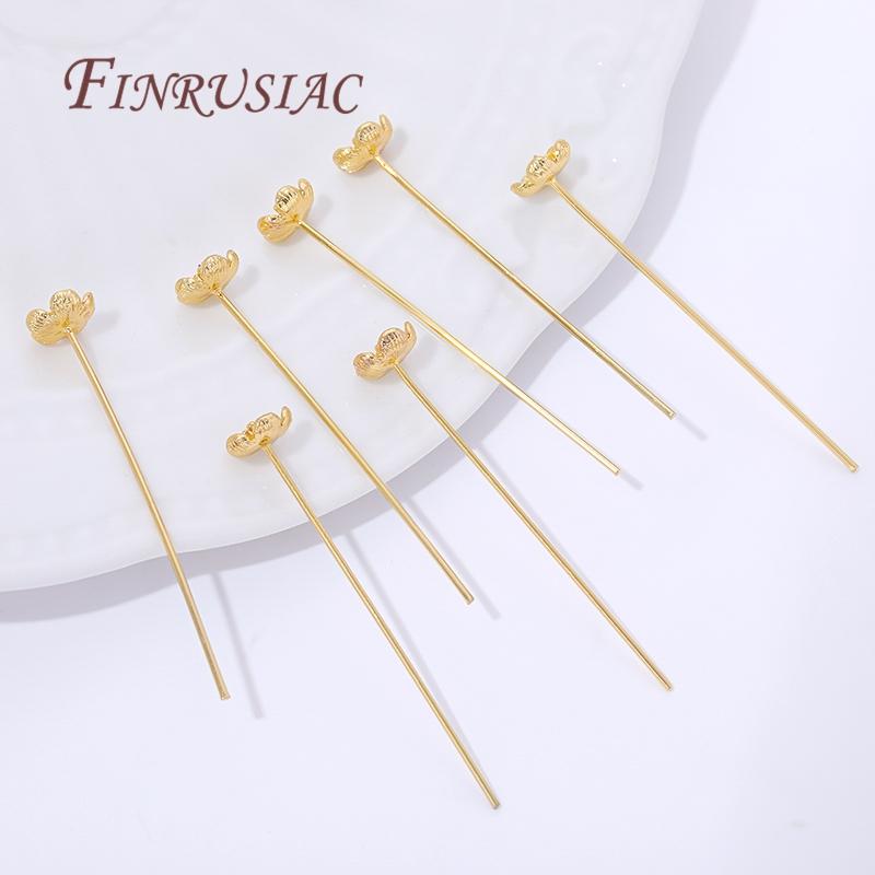 5/10Pcs 18K Gold Plated Flowers Head Pins For Jewelry Making Supplies,DIY Bracelets&Earrings Accessories