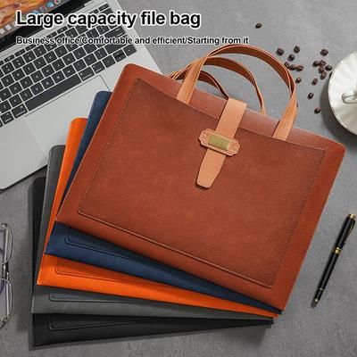 PU Documents Storage Bag A4 Size Business Briefcase New File Folder  for Office