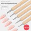 5pc Professional 2 ways Nail Art Dotting Pen Wood Steel DIY Dotting Pens Rhinestones Gem Picker Manicure Tools