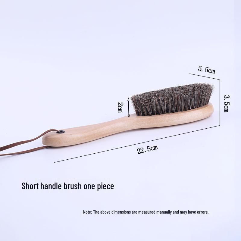 Long-Handled Horsehair Bristle Shoe Brush for Suede and Nubuck
