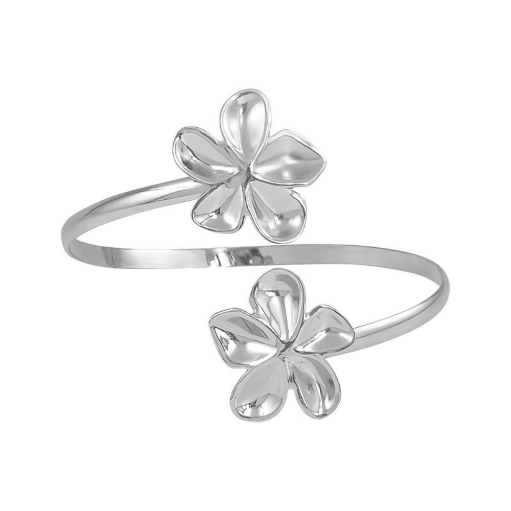 Metall-Blumen-Manschettenarmband Emaille-Glasur Handwerk Spiral-Armband Floral Offene Manschette Armreif Damen