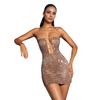 C7167 Vestido e Saia Curta Fashion Feminino Sexy Slim Fit com Pedrarias e Tiras