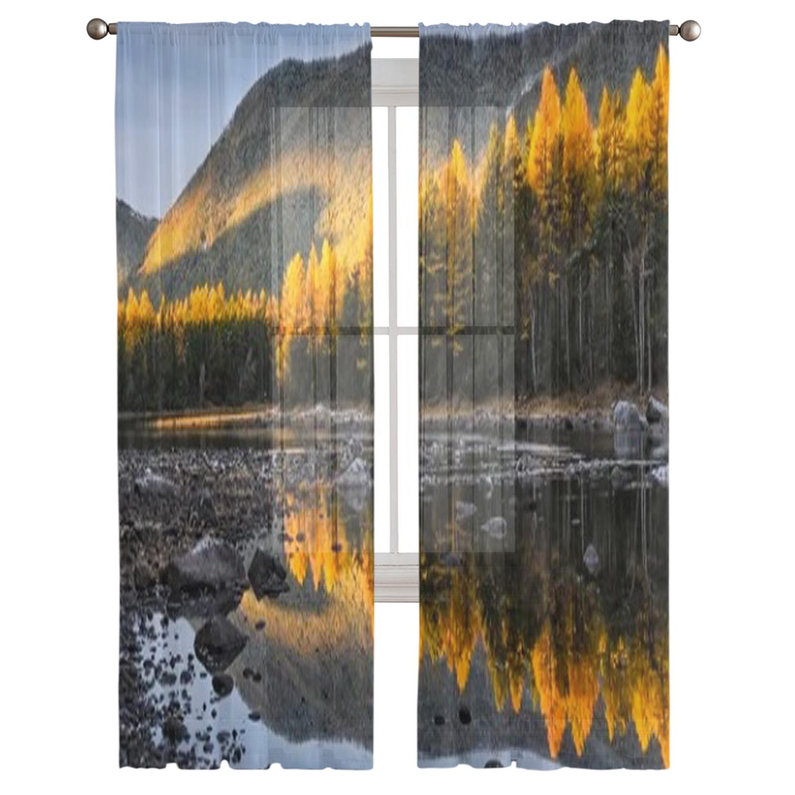 Снежные горы Сибири Роскошные шифоновые прозрачные шторы для гостиной Спальня Украшение — фото 2