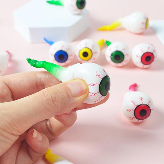 2Pcs Halloween Eyeball Squeeze Toy with Tail Soft TPR Stress Relief Ball Gag Prank Fidget for Kids Adults