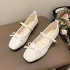 Women's Flat Shoes Autumn New Round Head Shallow Mouth Butterfly Knot Light Non-slip Single Shoes