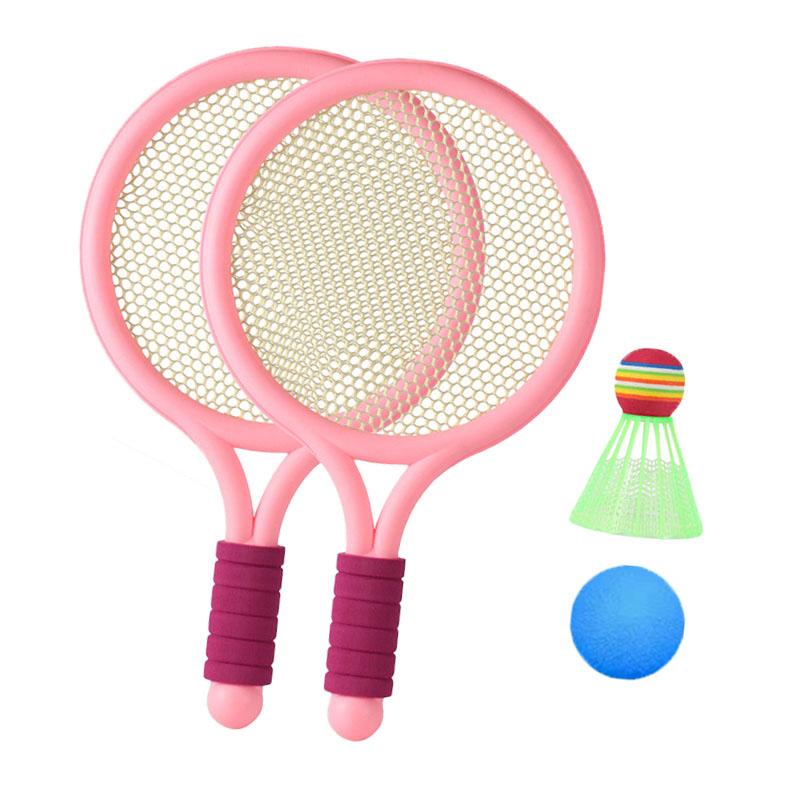 Children Badminton Racket Set Improve Coordination Tennis Rackets for Outdoor Backyard Games Pink
