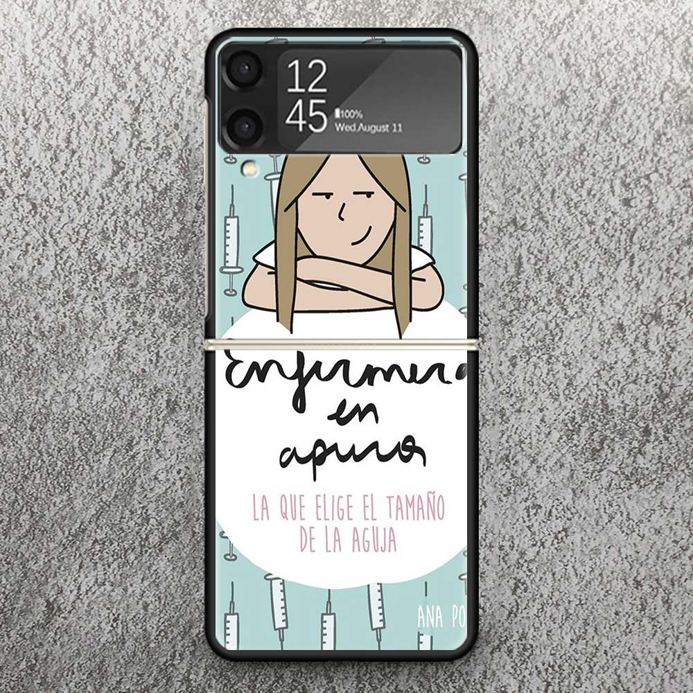 Funny Medicine Nurse Doctor Print Case For Samsung Galaxy Z Flip 3 4 5 6 7 5G Phone Shell Flip7 Flip6 Flip5 Flip4 Flip3 Pattern