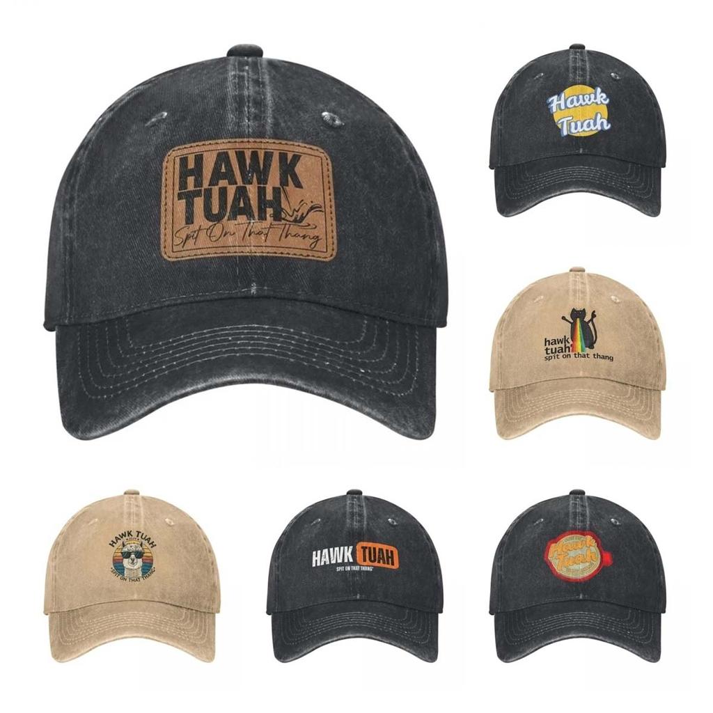 Hawk Tuah Spit On That Thang 24 Baseball Caps Retro Distressed Denim Funny Snapback Hat Unisex Women Outdoor Activities Caps Hat