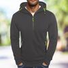 Men's Hooded Sweatshirt Casual Pullover Solid Color Half Zipper Simple Hooded Hoodie Man