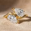 925 Sterling Silver Sparkling Double Water Drop Zircon Ring For Women Engagement Wedding Luxury High Quality Fine Jewelry