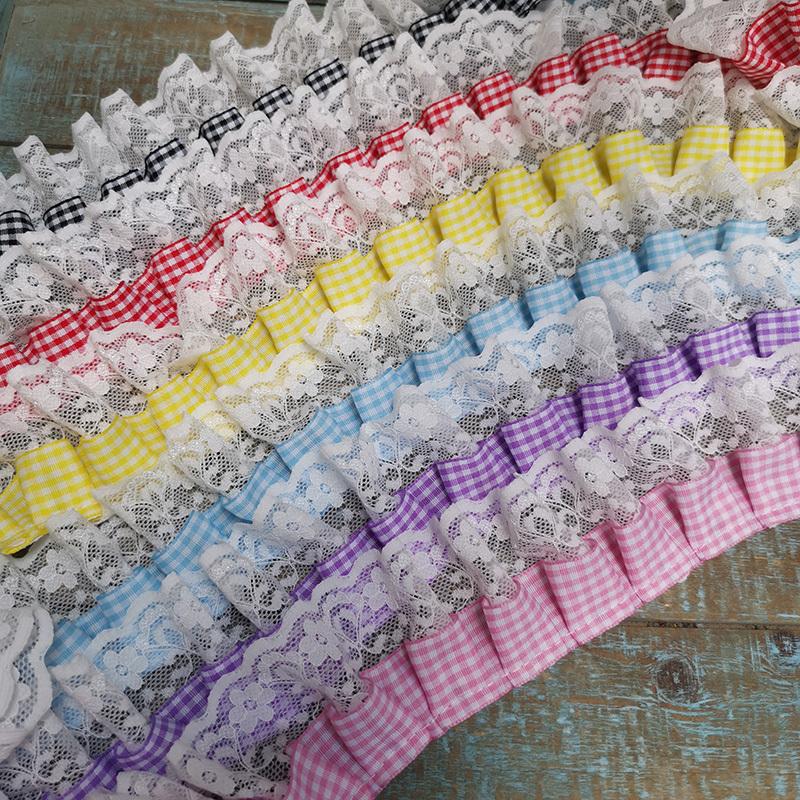 Lolita Style Double-layer Lattice Webbing Pleated Lace DIY Children's Clothing Doll Hat Dress Collar Skirt Hem Sewing Decoration