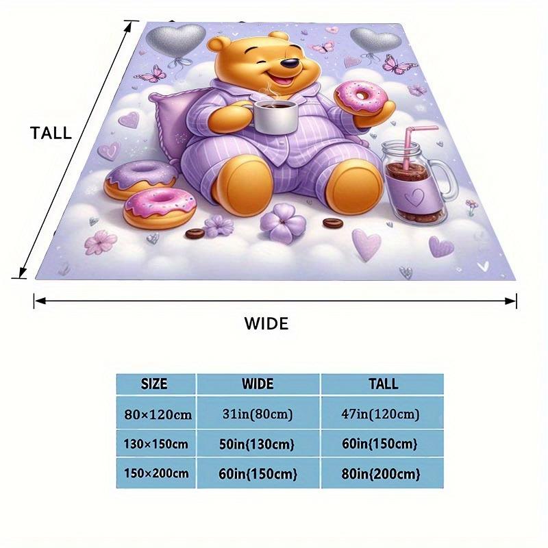 1pc Winnie Printing Blanket - Soft, All-Season Throw for Living Room, Bedroom,Personalized Gift with Adorable Cartoon Design