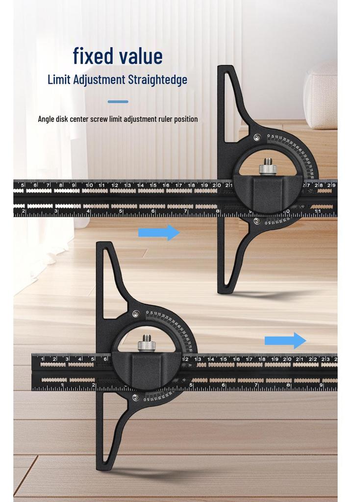 360° Vernier Edge and Right Angle Ruler for Woodworking