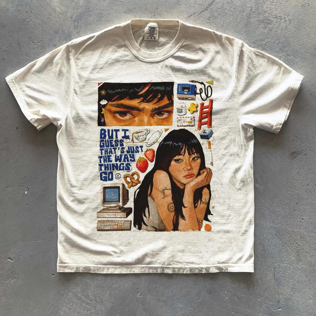 STREETRICH Inspiriertes Grafik-T-Shirt Retro-Ästhetik Musikshirt Indie-Fan-Art-T-Shirt 90er Vintage-Stil Unisex-Oberteil