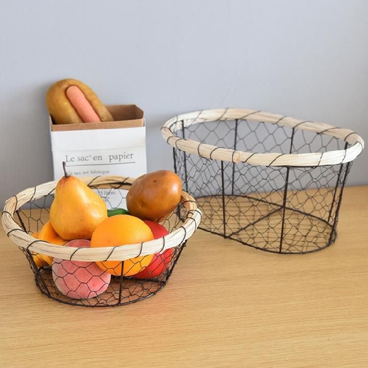 Round/Oval Shaped Wire Basket Space Saving Basket Fruit Holder Decorative Food Storage Solution Kitchen Accessory