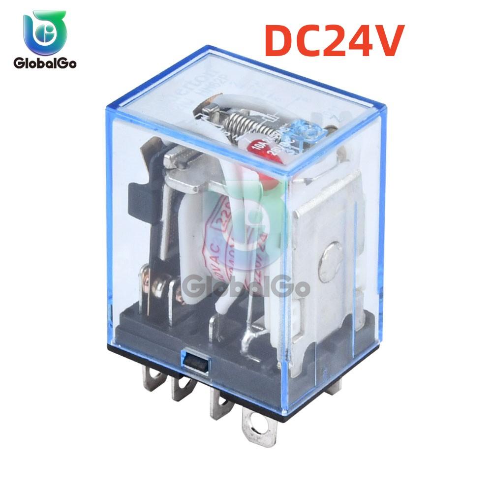 AC 220V DC 12V 24V 10A 8PIN Coil Power Relay Electronic Mini Electromagnetic Relay Module DPDT LY2NJ Socket Base