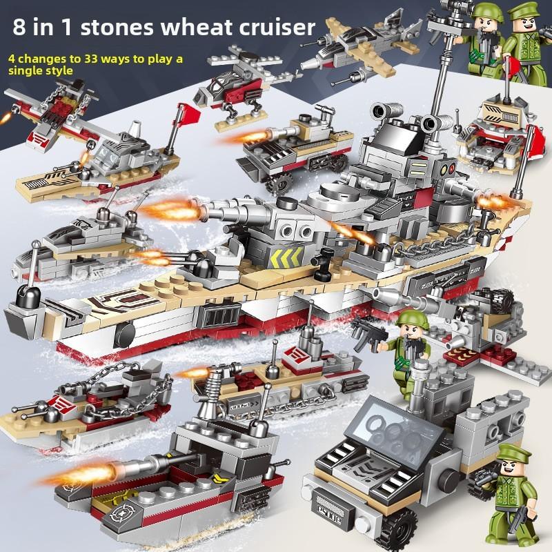 Creative Bismarck Cruiser Warship Assembling Building Blocks For Childrens Gift