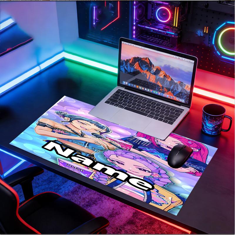 Custom Name Personalized KPop Hunters Pattern Mousepad, Laptop PC Desk Mat, Decorative Desk Mat for Home Keyboard Pad Gift