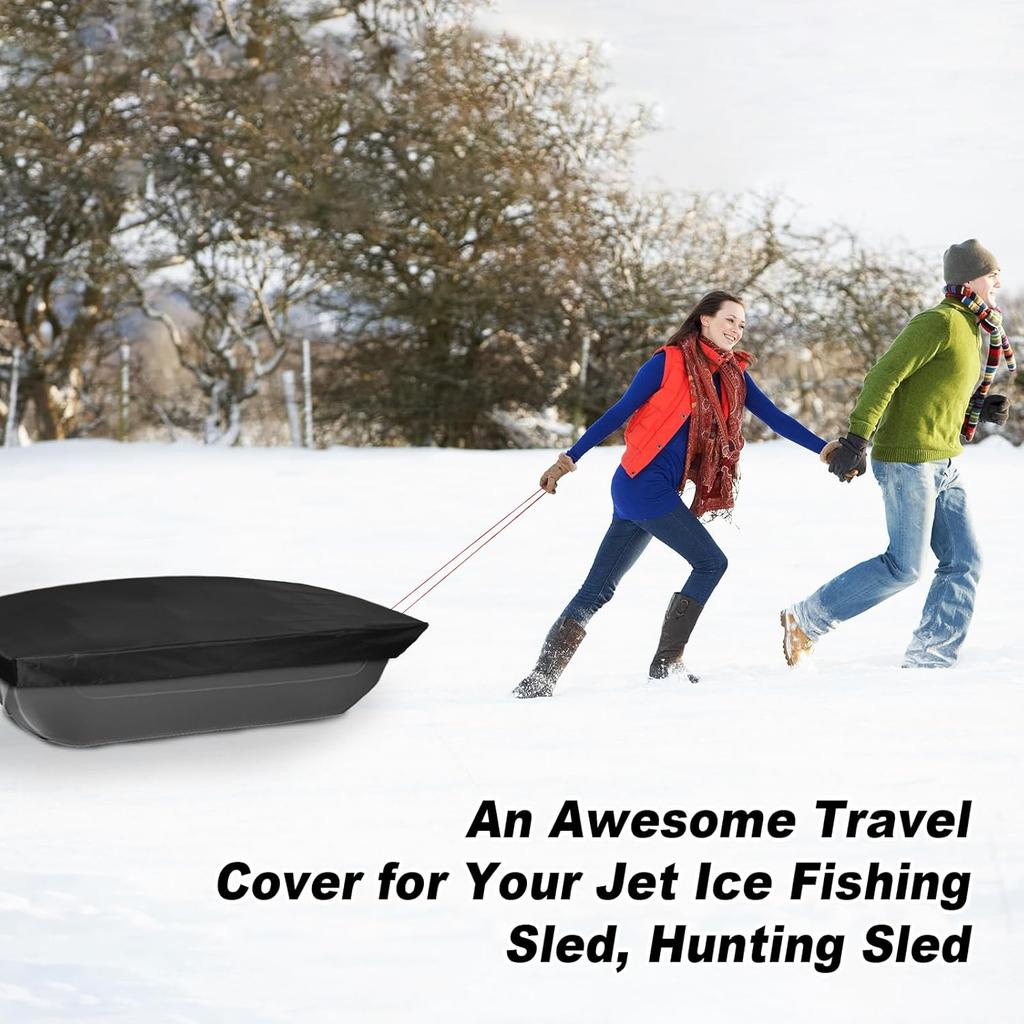 Utility Jet Sled Cover, 57.09x27.56x7.87in 600D Oxford Cloth Ice Fishing Jet Sled Cover Waterproof Sun-Protection Deer Sled Travel Cover for Outdoor