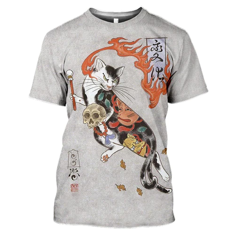 Uomo Donna Top Samurai Cartoon Animal 3D Printing Tees T-shirt streetwear a maniche corte fresca stile Harajuku divertente quotidiana