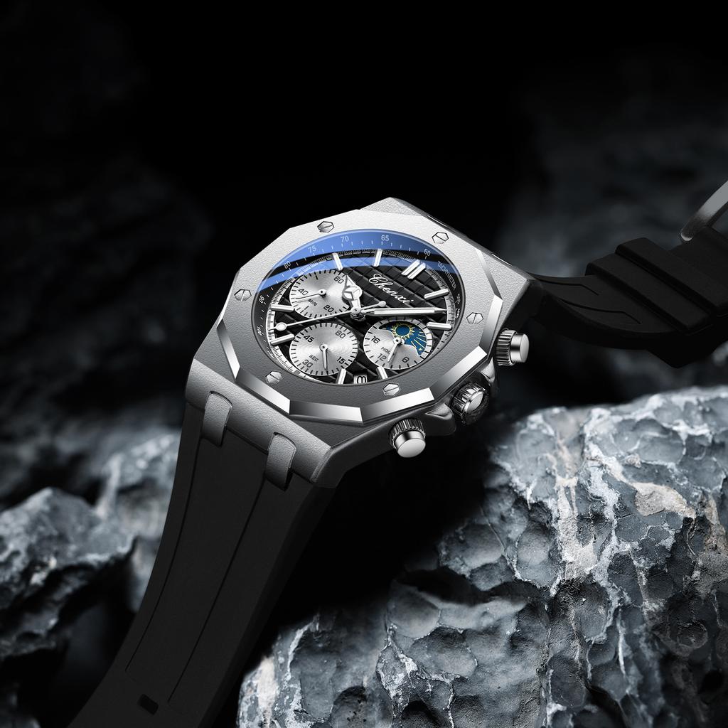 CHENXI Watches For Men Quartz Waterproof Sports Men's Watch Silicone Strap Chronograph Calendar Luminous Wristwatches