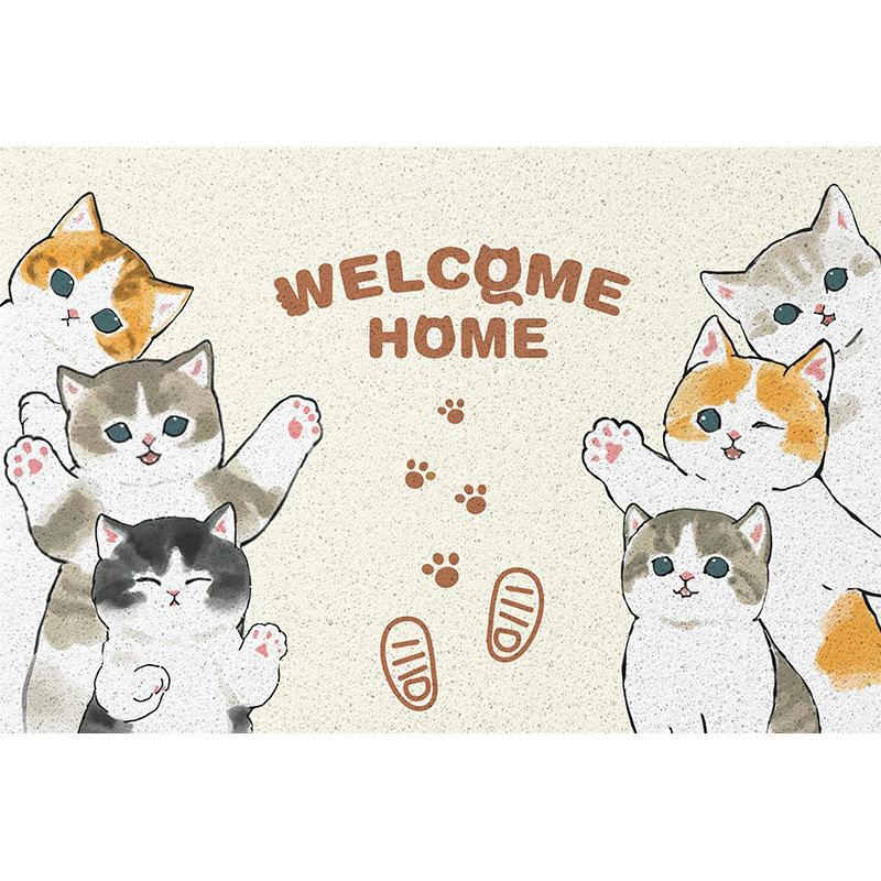 Cartoon Cat Silk Circle Porch Shoe Changing Area Foot Pad Household Easy Cleaning Non-Slip Pad Can Be Cut Into The Door Floor Mat