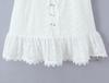 White One-Shoulder Lace Patchwork Slim Summer Dress with Cinched Waist and Short Sleeves