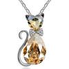 Luxury Wedding Bridal Women Cat Rhinestone Charm Pendant Necklace Party