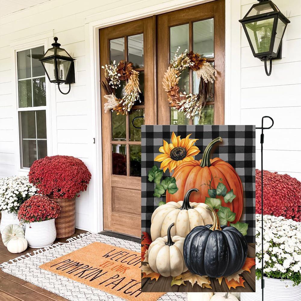 Briarwood Lane Herbst Karierte Kürbisse Garten Halloween Flagge