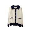 Autumn Winter French Color Block Wool Cardigan - Loose, Casual, Fragrant Lapel Knit Sweater