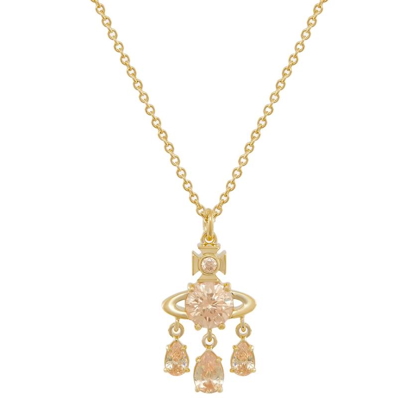 

Vivienne Westwood Joaquina Dreamcatcher Brass Crystal Saturn Shaped Pear Pendant Necklace Women necklace Brown Gold 8050889940371 Basic Packaging-Dust Bag+Box